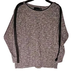 TRF by Zara Heather Gray Sweater with Black Arm Striped Detail